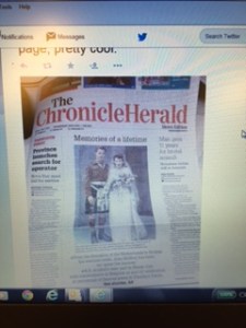 We landed a front page article (with a 69 year old wedding photo) with John A. (Jock) McStay, a Seaforth Highlander of Canada veteran and Porters Lake resident, will left on Thursday, April 30th to join the Ministry of Veterans Affairs Official Delegation in celebration of the 70th Anniversary of the Liberation of the Netherlands. 